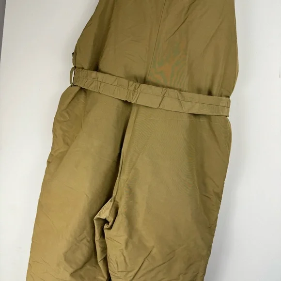 Vtg Eddie Bauer Mens Goose Down Bib Overalls Sz S/M Tan Khaki
